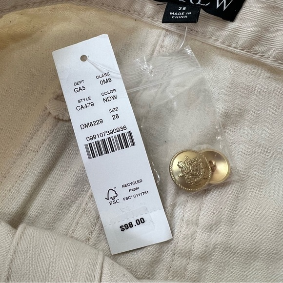 J. Crew Textured denim mini skirt in ecru Cream Gold Size 28 *Flawed* NWT - Picture 10 of 10